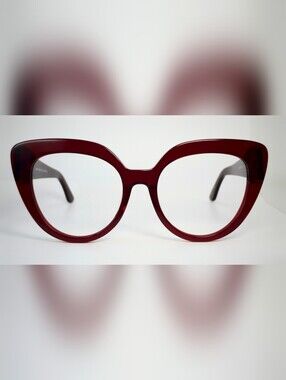 Santa Monica. Women's Oversized Cat Eye Glasses -Translucent Burgundy.